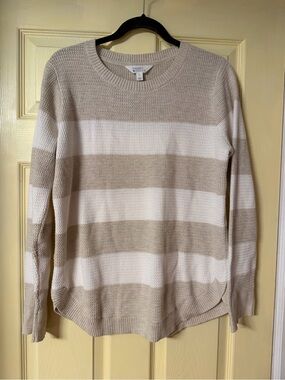 Market & Spruce tan and cream striped color block sweater L